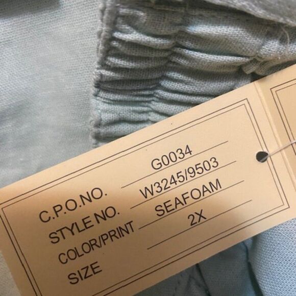 Selena Sport Seafoam Green Linen Blend crop pants, size 2X - Picture 4 of 4